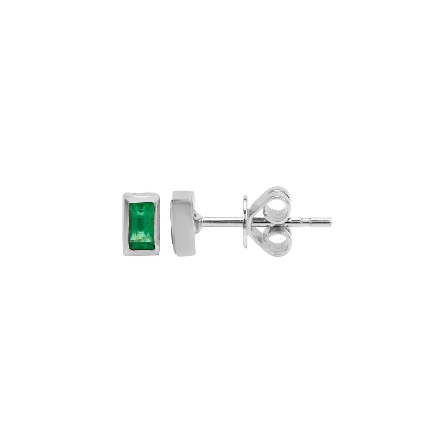 Emerald Baguette Studs