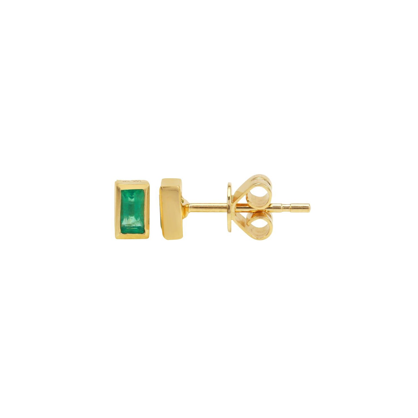 Emerald Baguette Studs