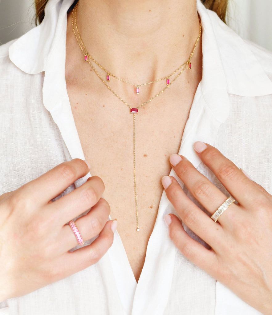 Ruby Baguette Necklace