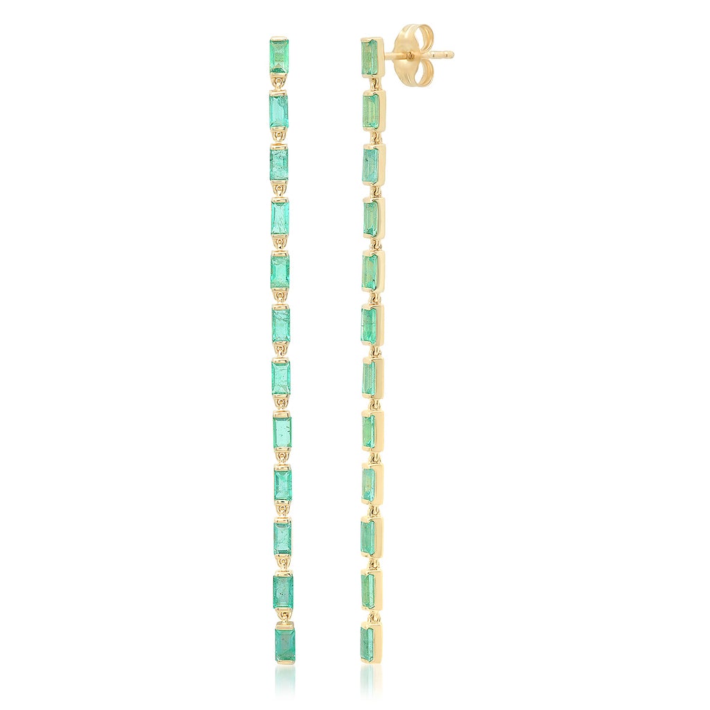 Gemstone Baguette Link Earrings