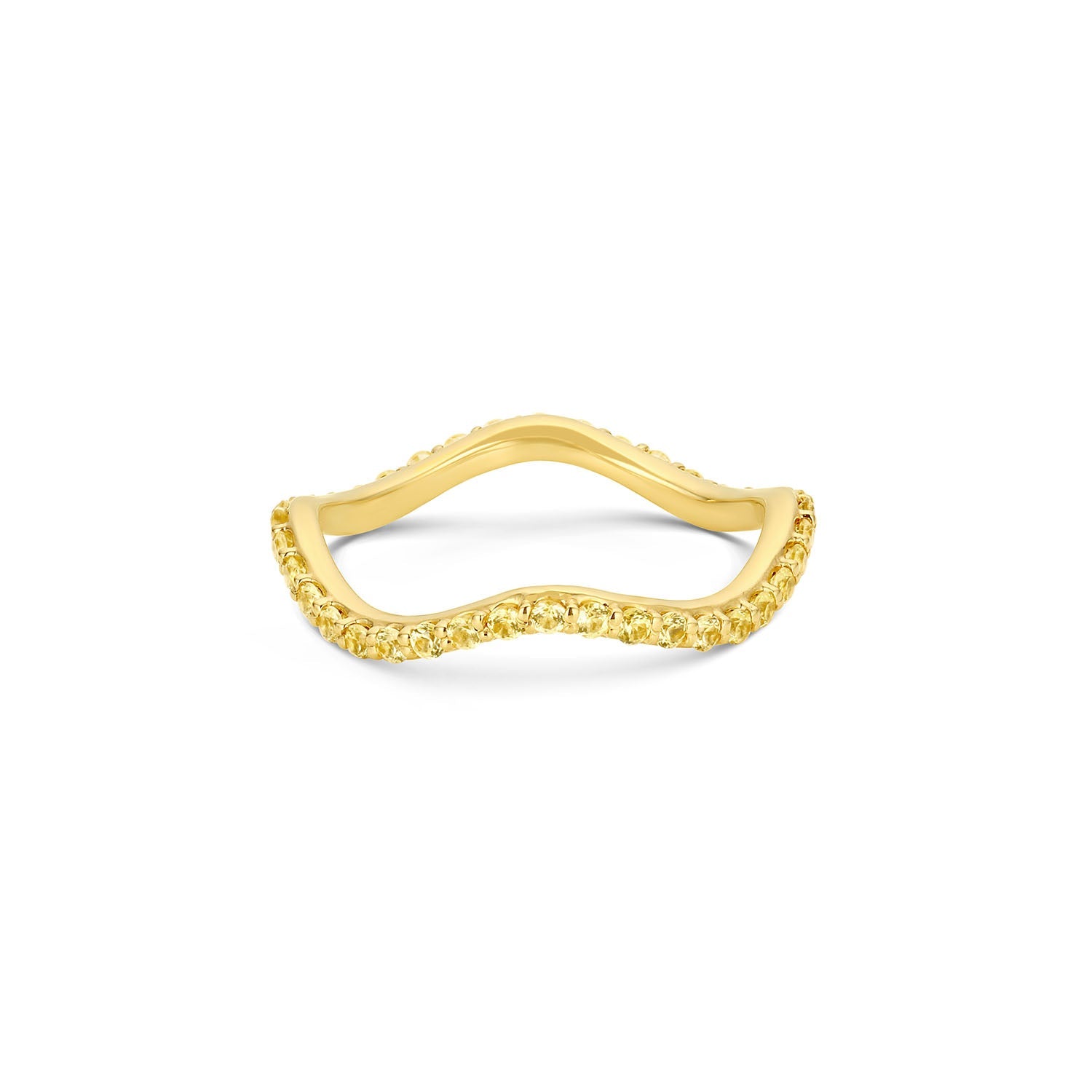 Short Lull Band in 14KY Fairmined Gold with 1.5mm yellow sapphires, front view