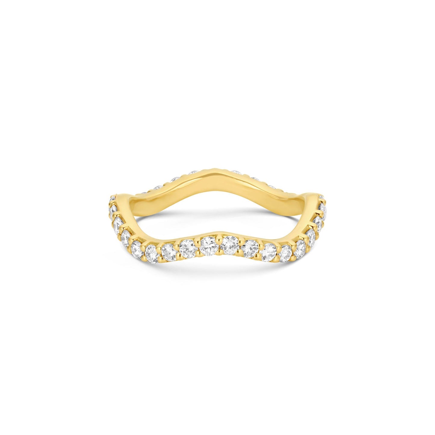 Long Lull Band in 14KY Fairmined Gold with 2.0mm white diamonds, front view