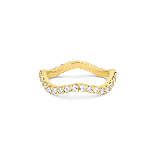 Long Lull Band in 14KY Fairmined Gold with 2.0mm white diamonds, front view