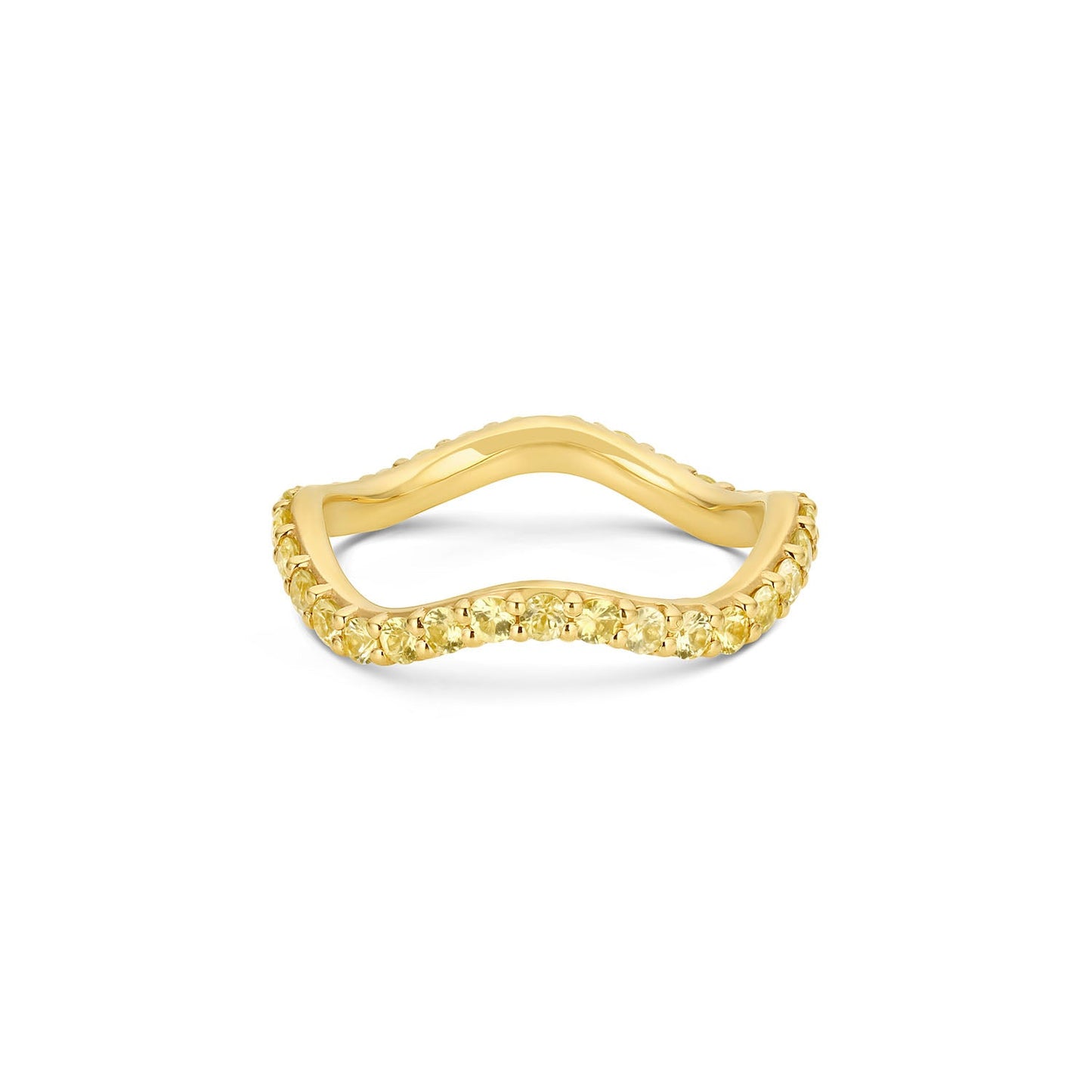 Long Lull Band in 14KY Fairmined Gold with 2.0mm yellow sapphires, front view