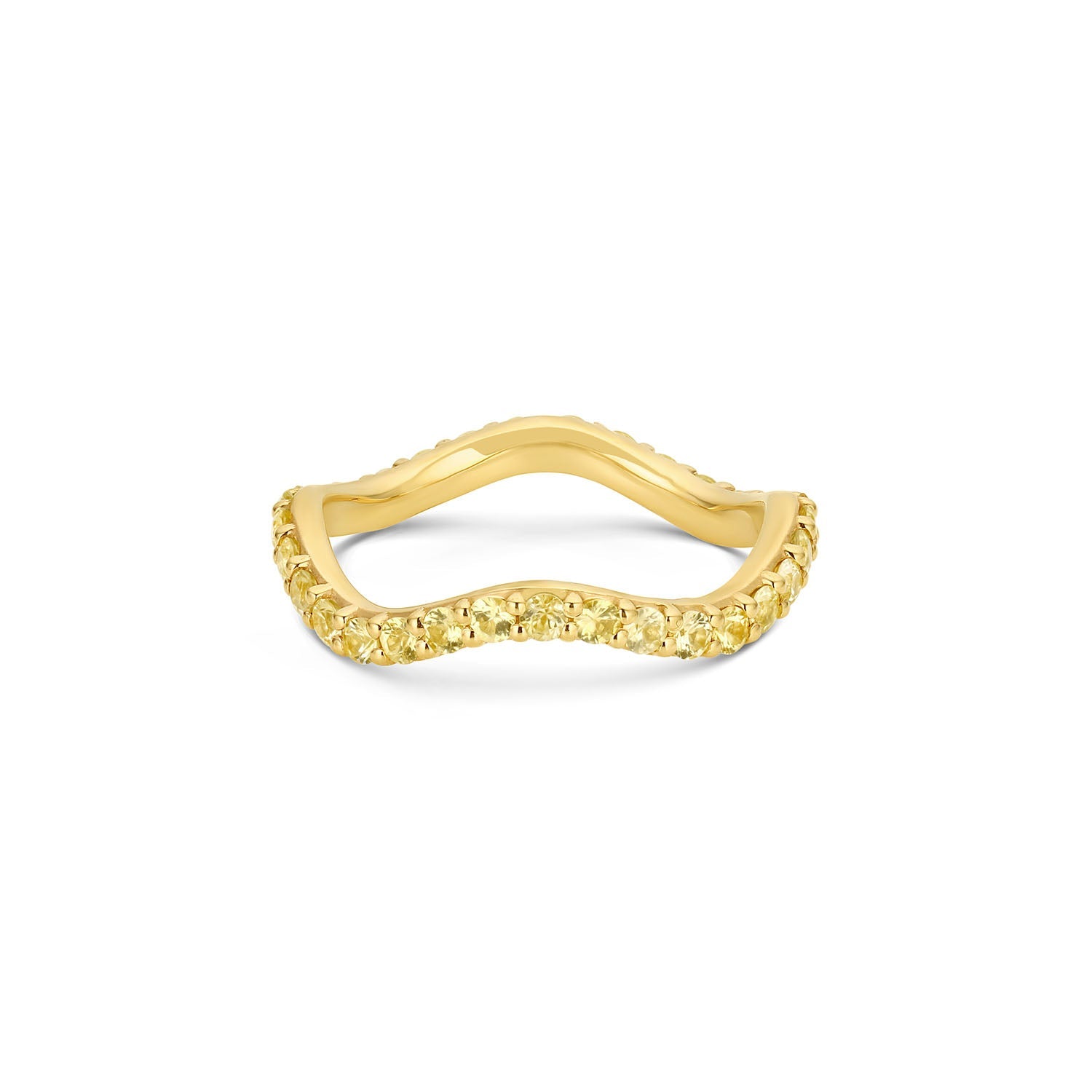 Long Lull Band in 14KY Fairmined Gold with 2.0mm yellow sapphires, front view