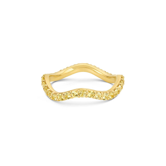 Long Lull Band in 14KY Fairmined Gold with 2.0mm yellow sapphires, front view