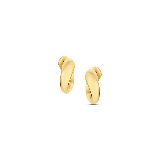 Wave Huggie earrings in 14KY Fairmined Gold, front-facing pair