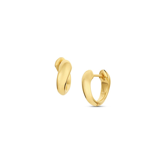 Wave Huggie earrings in 14KY Fairmined Gold, angled view