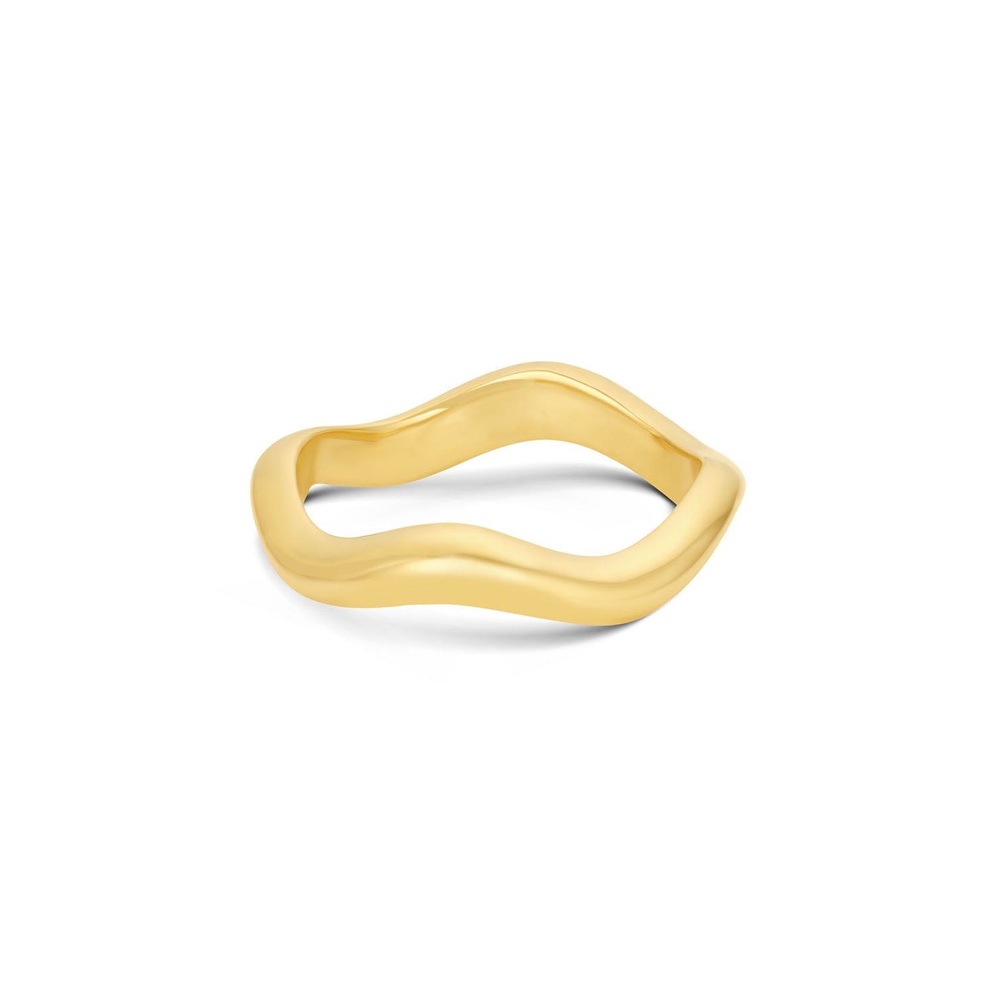 Wave Ring in 14KY Fairmined Gold with sculpted wavy band, front view