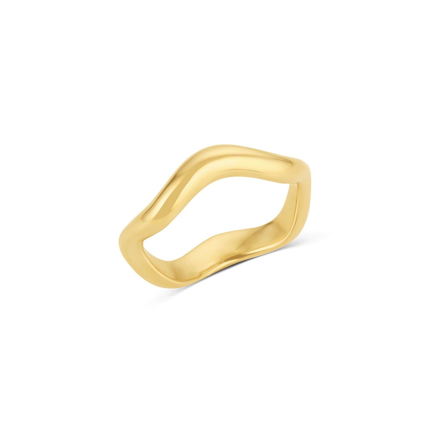 Wave Ring in 14KY Fairmined Gold showing organic wave profile, angled view