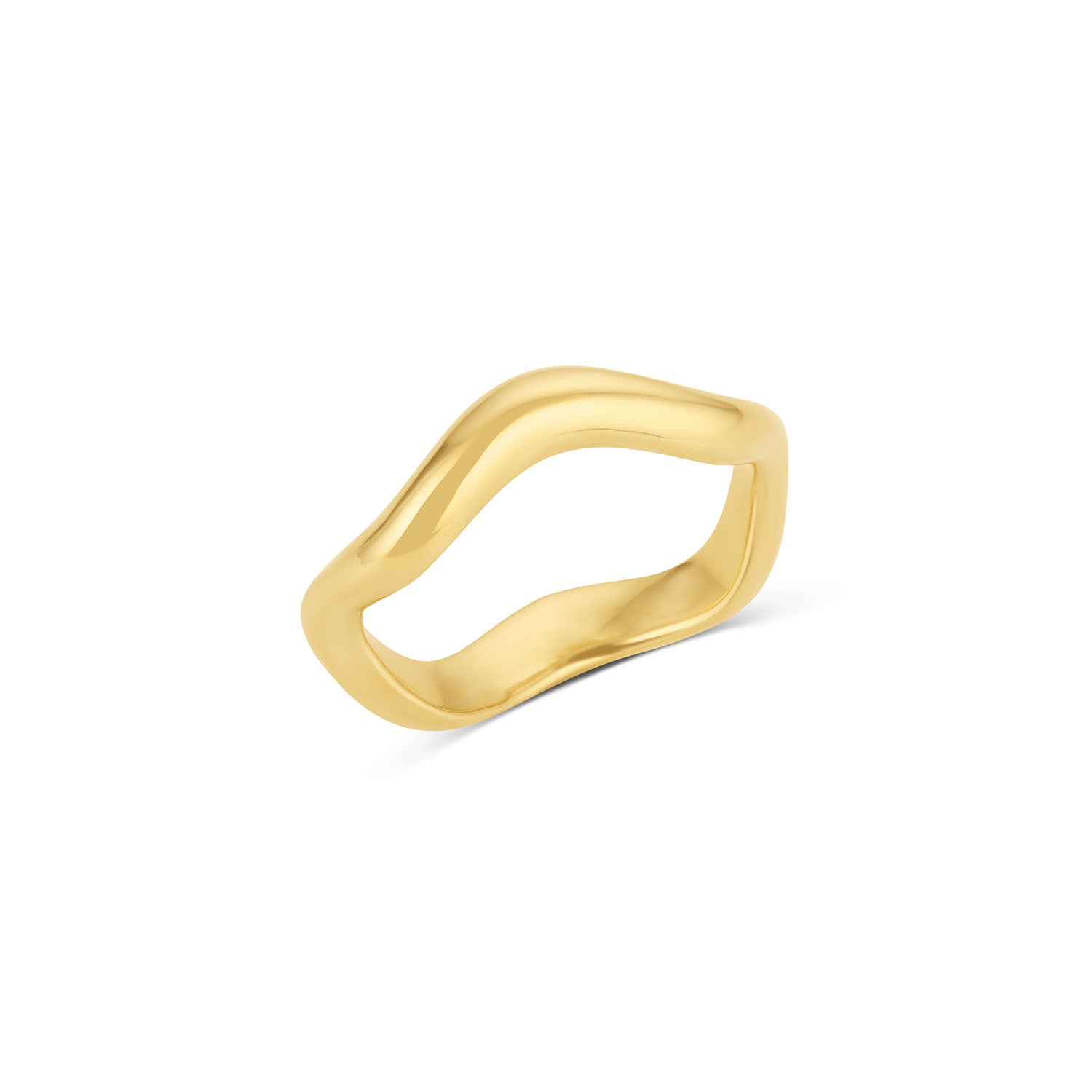 Wave Ring in 14KY Fairmined Gold showing organic wave profile, angled view