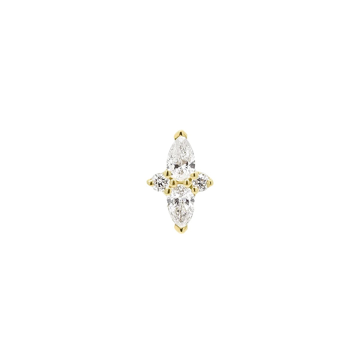 Double Diamond Pear Stud (Single)