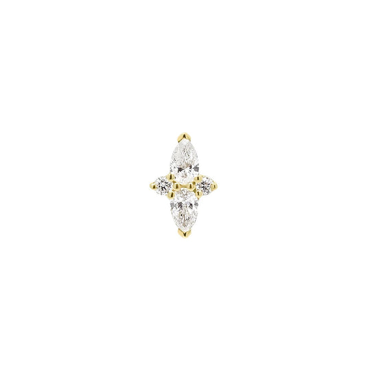 Double Diamond Pear Stud (Single)