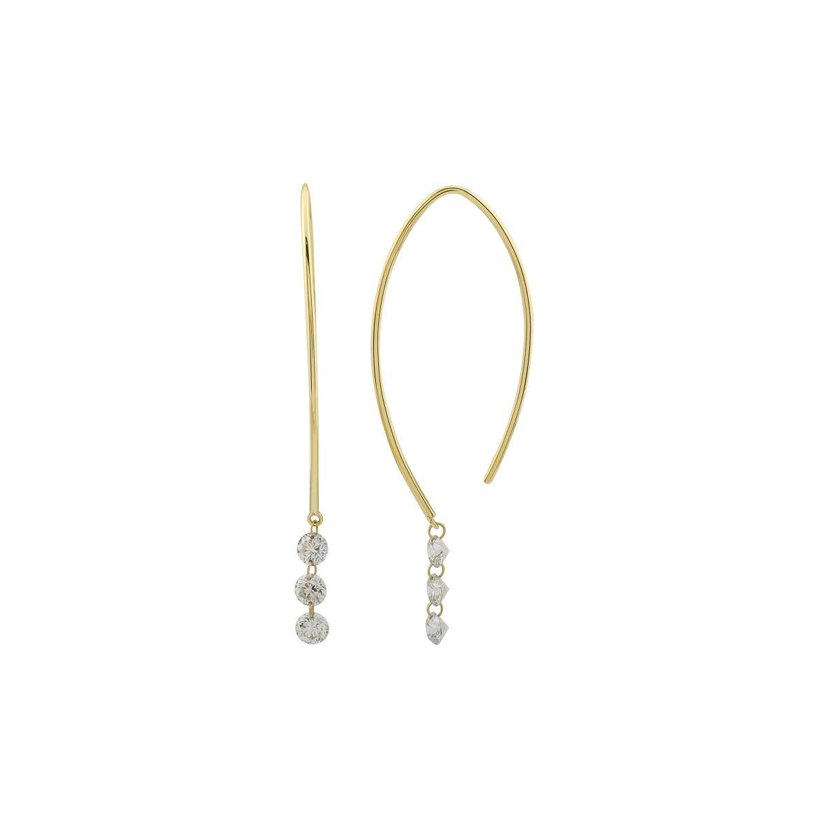 Floating Diamond Threader Earrings