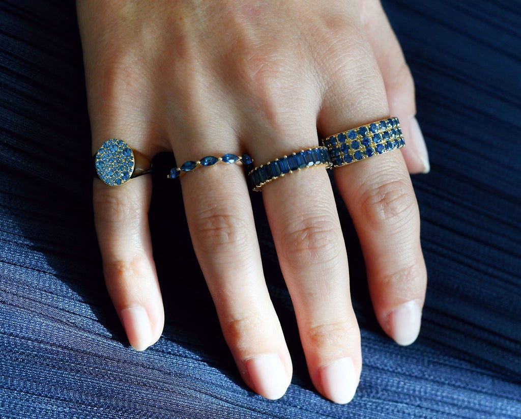 Sapphire baguette clearance eternity band