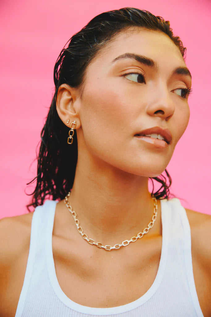 Diamond Baguette Flat Link Earring