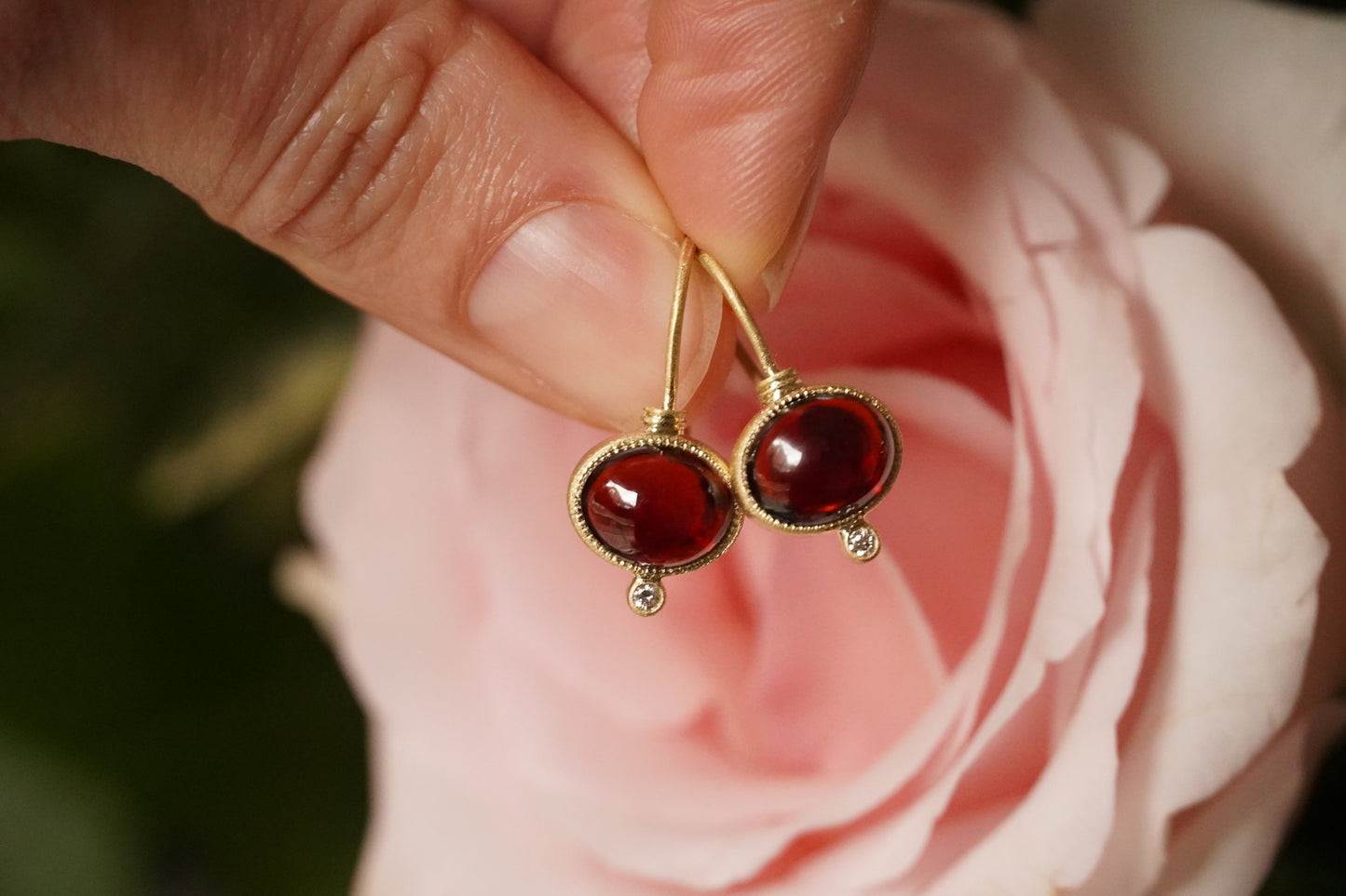 Oval Garnet Earrings