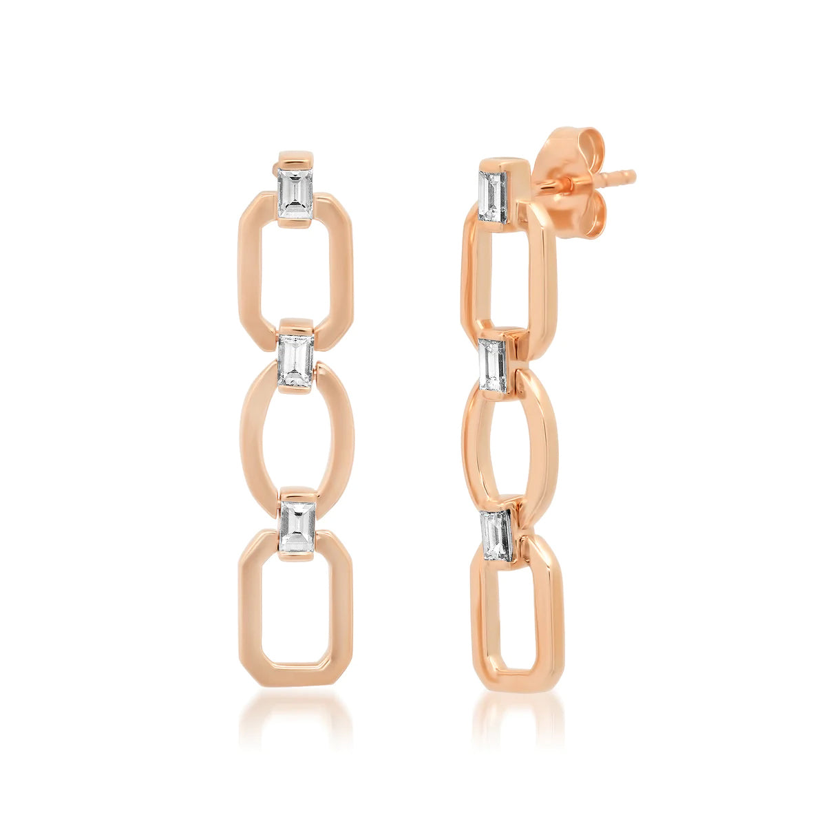 Diamond Baguette Flat Link Earring