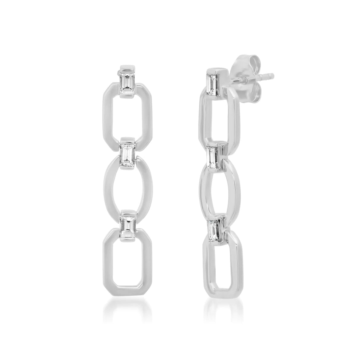 Diamond Baguette Flat Link Earring