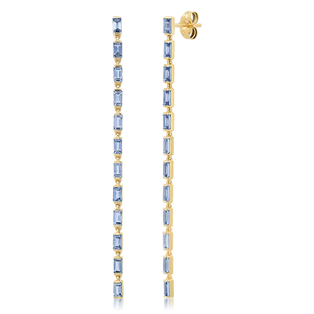 Gemstone Baguette Link Earrings