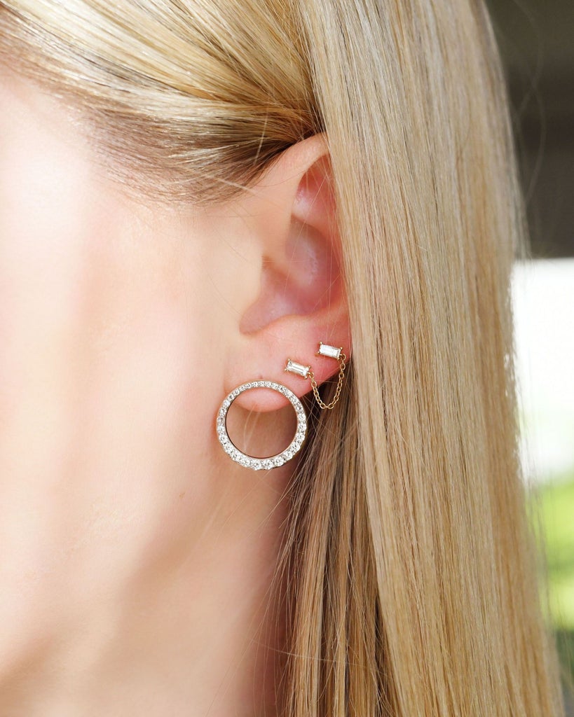 Asymmetrical Diamond Loop Earrings