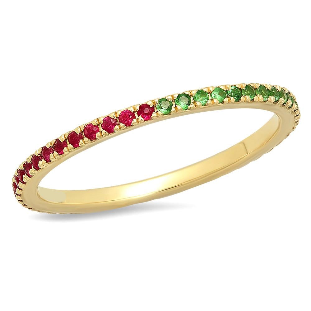 Two Tone Gemstone Eternity Band