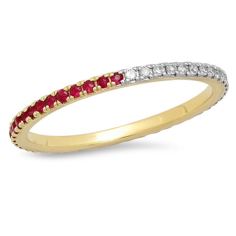 Two Tone Gemstone & Diamond Eternity Band