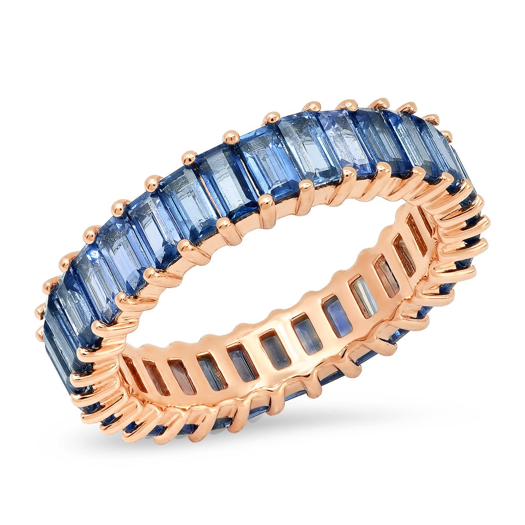 Blue Sapphire Baguette Eternity Band