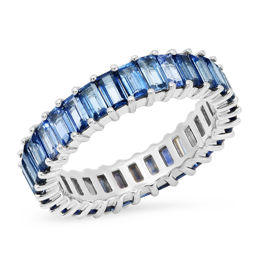 Blue Sapphire Baguette Eternity Band