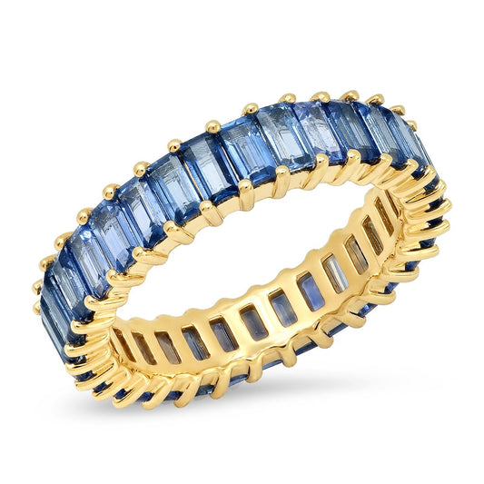 Blue Sapphire Baguette Eternity Band