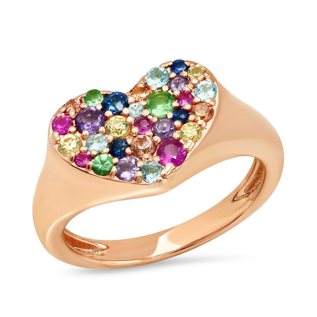 Gold heart sale pinky ring