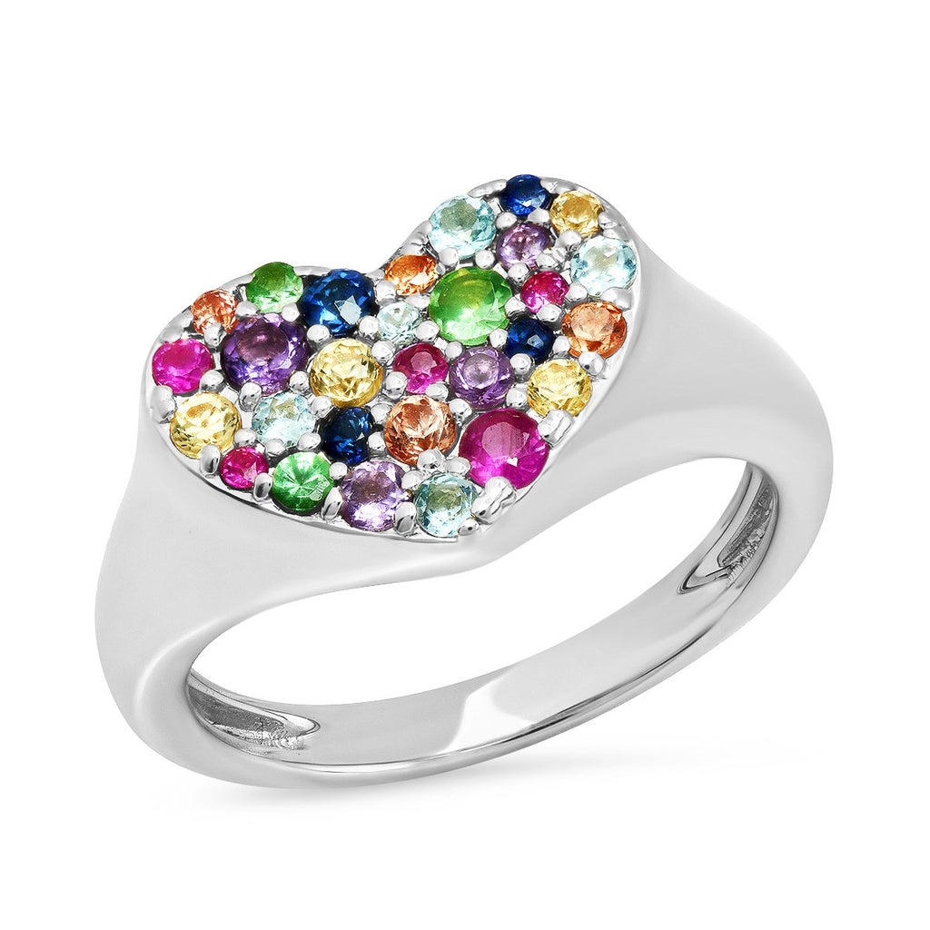 Multi Colored Chubby Heart Pinky Ring