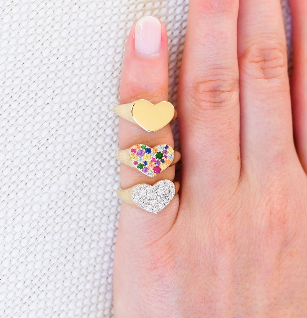 Chubby Gold Heart Pinky Ring