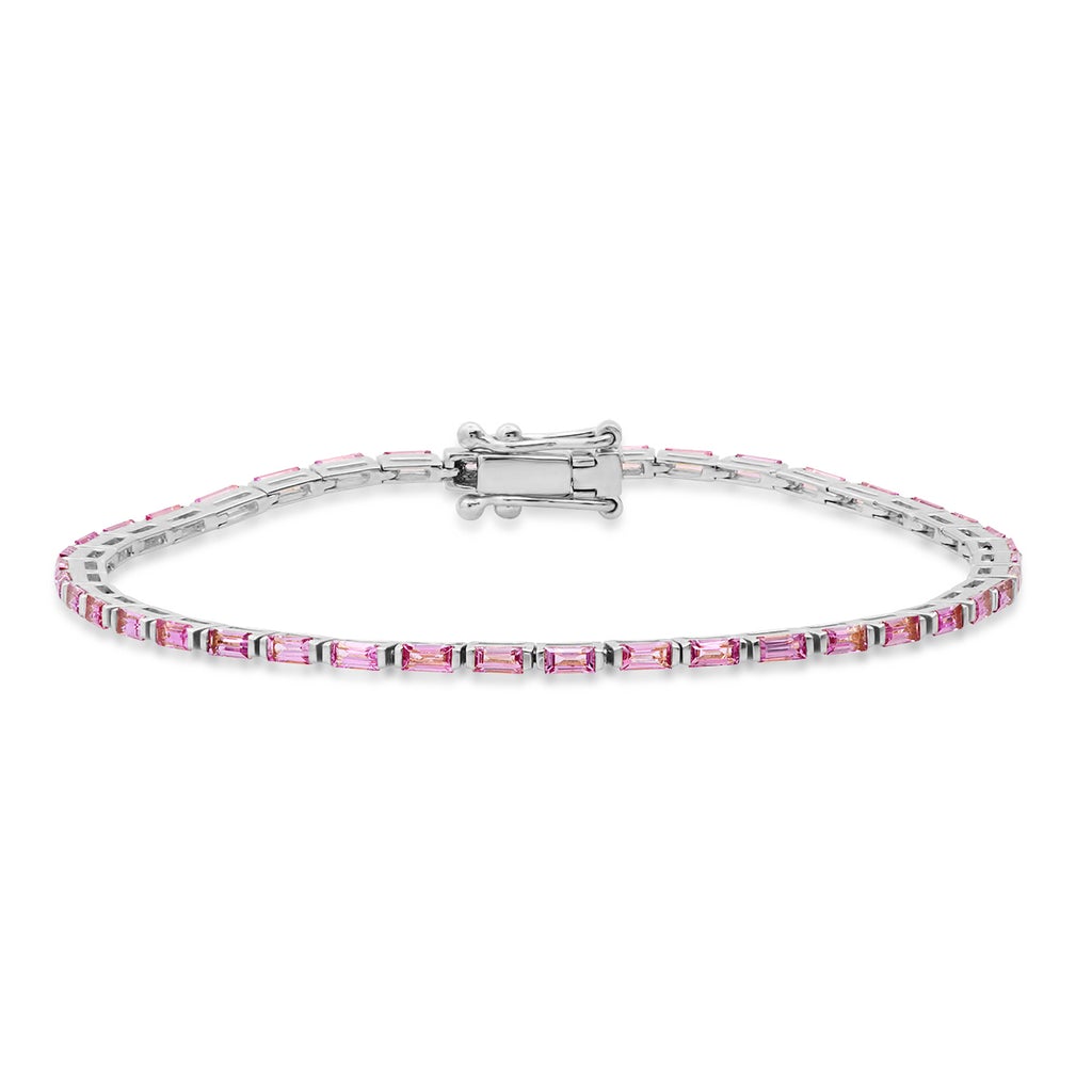 Pink Sapphire Baguette Tennis Bracelet